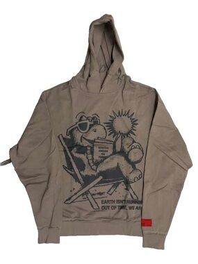CHNGE Taupe Earth Time Graphic Hoodie with Black Print